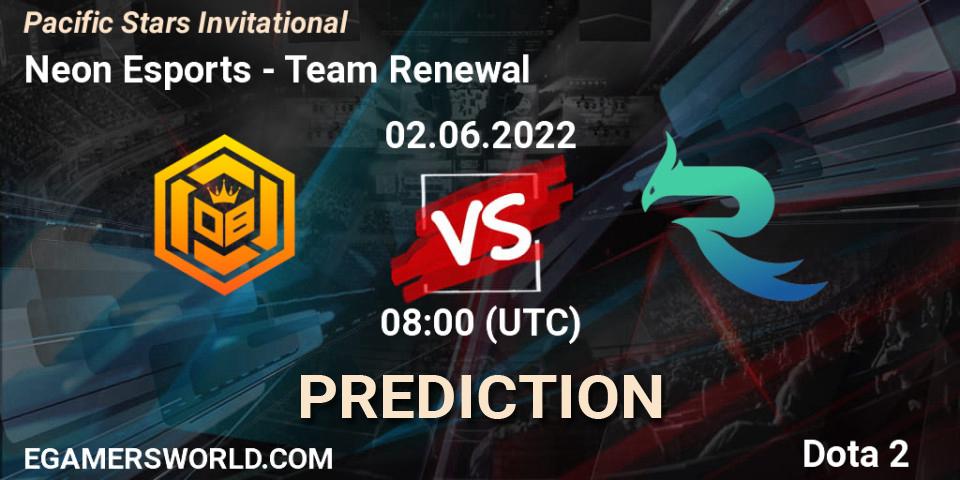 Pronósticos Neon Esports - Team Renewal. 02.06.2022 at 08:18. Pacific Stars Invitational - Dota 2