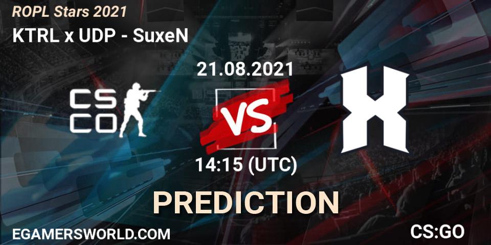 Pronósticos KTRL Knights - SuxeN. 21.08.2021 at 15:30. ROPL Stars 2021 - Counter-Strike (CS2)
