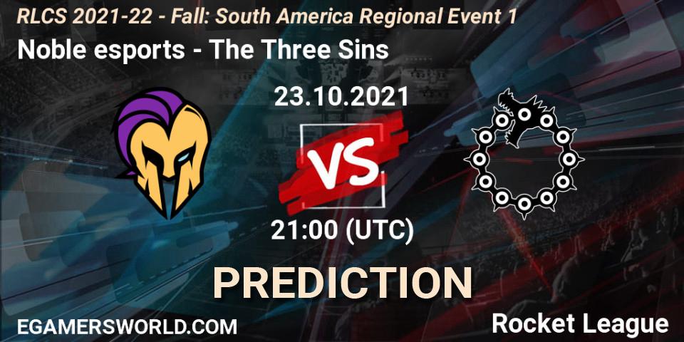 Pronósticos Noble esports - The Three Sins. 23.10.21. RLCS 2021-22 - Fall: South America Regional Event 1 - Rocket League