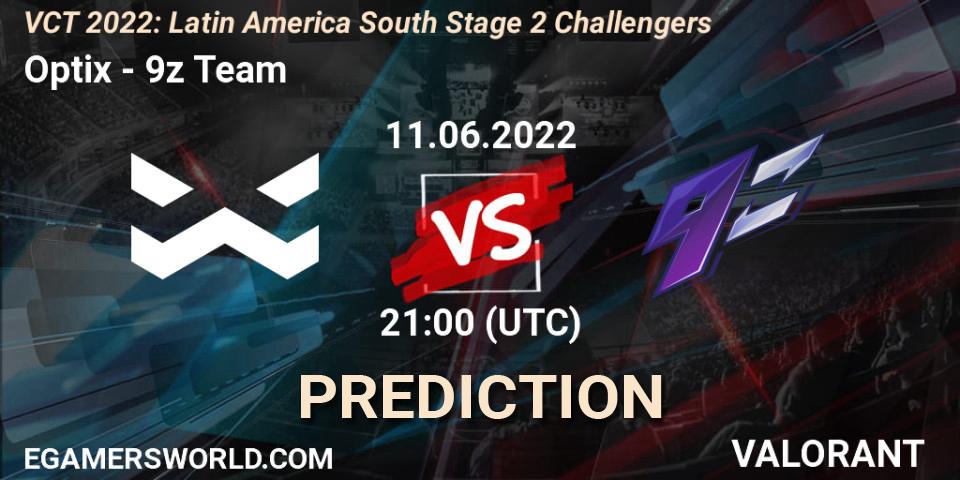 Pronósticos Optix - 9z Team. 11.06.2022 at 21:00. VCT 2022: Latin America South Stage 2 Challengers - VALORANT