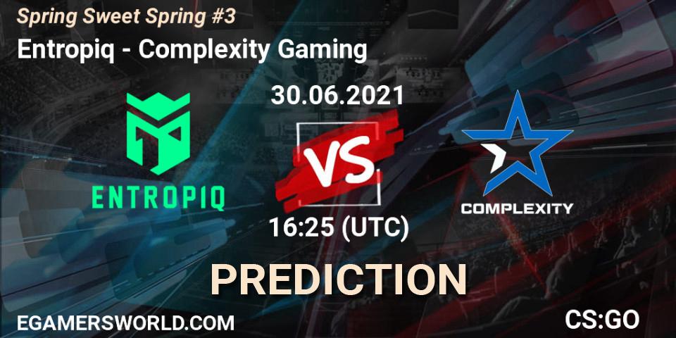 Pronósticos Entropiq - Complexity Gaming. 30.06.2021 at 16:25. Spring Sweet Spring #3 - Counter-Strike (CS2)