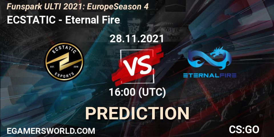Pronósticos ECSTATIC - Eternal Fire. 28.11.2021 at 16:00. Funspark ULTI 2021: Europe Season 4 - Counter-Strike (CS2)