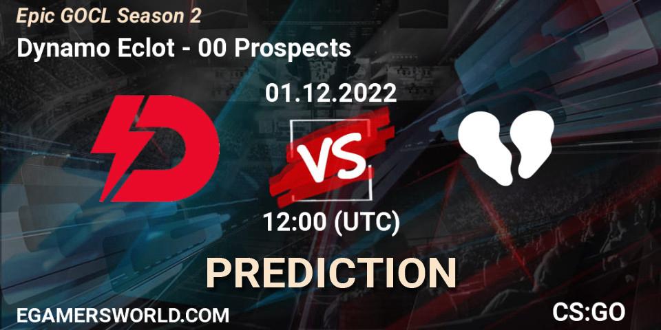 Pronósticos Dynamo Eclot - 00 Prospects. 01.12.22. Epic GOCL Season 2 - CS2 (CS:GO)