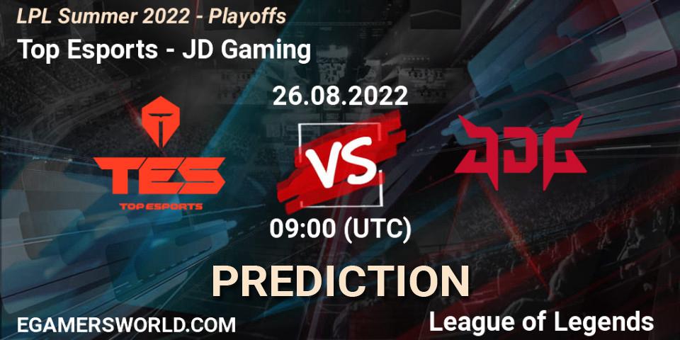 Pronósticos Top Esports - JD Gaming. 26.08.2022 at 09:00. LPL Summer 2022 - Playoffs - LoL