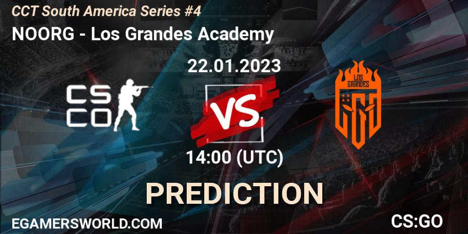 Pronósticos NOORG - Los Grandes Academy. 22.01.2023 at 14:00. CCT South America Series #4 - Counter-Strike (CS2)