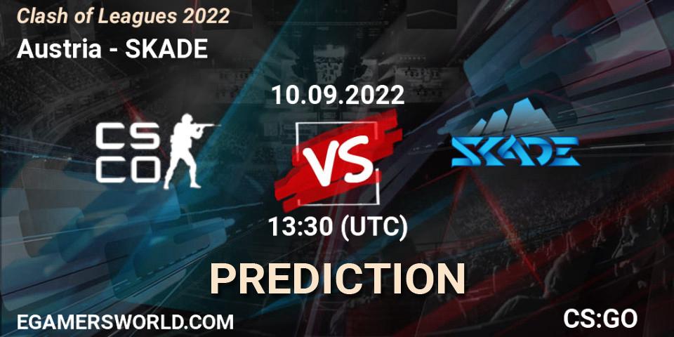 Pronósticos Austria - SKADE. 10.09.2022 at 13:30. Clash of Leagues 2022 - Counter-Strike (CS2)
