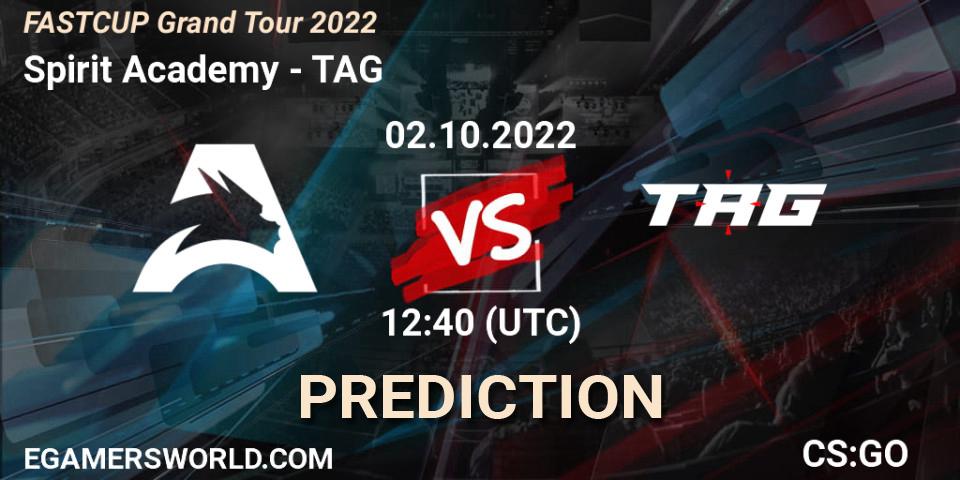 Pronósticos Spirit Academy - TAG. 02.10.2022 at 12:50. FASTCUP Grand Tour 2022 - Counter-Strike (CS2)