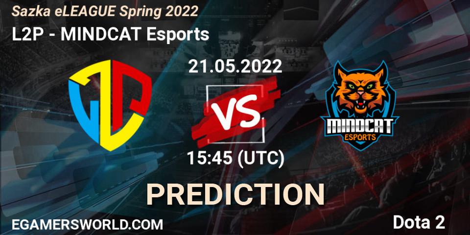 Pronósticos L2P - MINDCAT Esports. 21.05.2022 at 10:21. Sazka eLEAGUE Spring 2022 - Dota 2