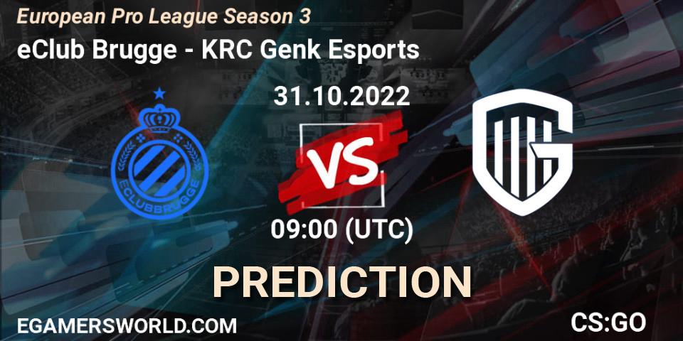 Pronósticos eClub Brugge - KRC Genk Esports. 31.10.2022 at 09:00. European Pro League Season 3 - Counter-Strike (CS2)