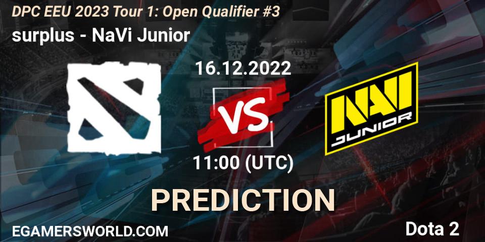 Pronósticos surplus - NaVi Junior. 16.12.2022 at 11:00. DPC EEU 2023 Tour 1: Open Qualifier #3 - Dota 2