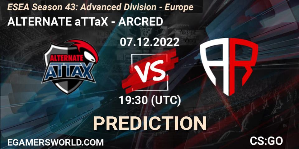 Pronósticos ALTERNATE aTTaX - ARCRED. 07.12.22. ESEA Season 43: Advanced Division - Europe - CS2 (CS:GO)