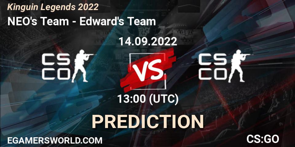 Pronósticos NEO's Team - Edward's Team. 14.09.2022 at 13:00. Kinguin Legends 2022 - Counter-Strike (CS2)
