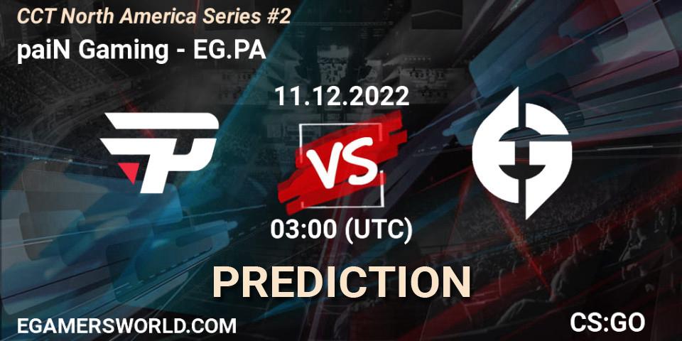 Pronósticos paiN Gaming - EG.PA. 11.12.2022 at 03:30. CCT North America Series #2 - Counter-Strike (CS2)