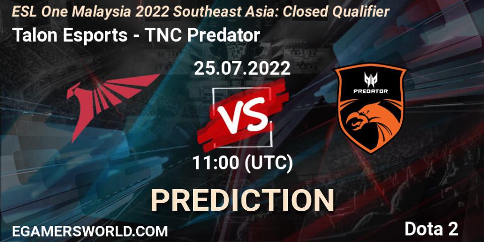Pronósticos Talon Esports - TNC Predator. 25.07.2022 at 10:43. ESL One Malaysia 2022 Southeast Asia: Closed Qualifier - Dota 2