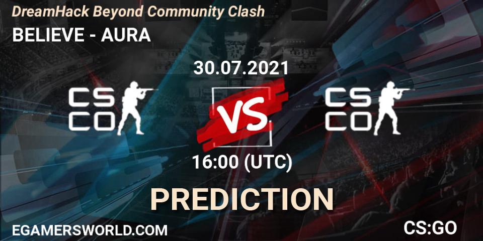 Pronósticos BELIEVE - AURA. 30.07.2021 at 16:05. DreamHack Beyond Community Clash - Counter-Strike (CS2)