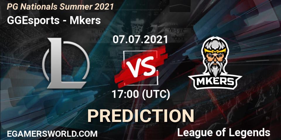 Pronósticos GGEsports - Mkers. 07.07.2021 at 17:00. PG Nationals Summer 2021 - LoL