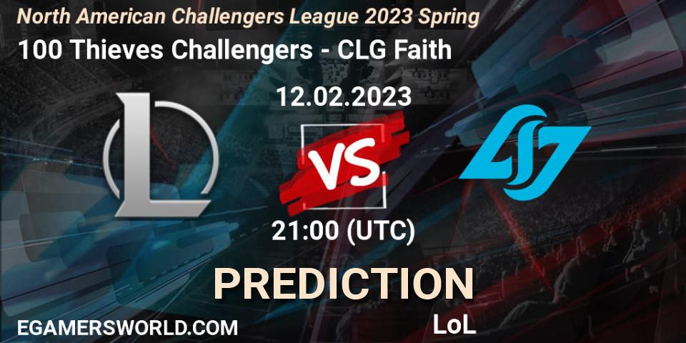 Pronósticos 100 Thieves Challengers - CLG Faith. 12.02.23. NACL 2023 Spring - Group Stage - LoL