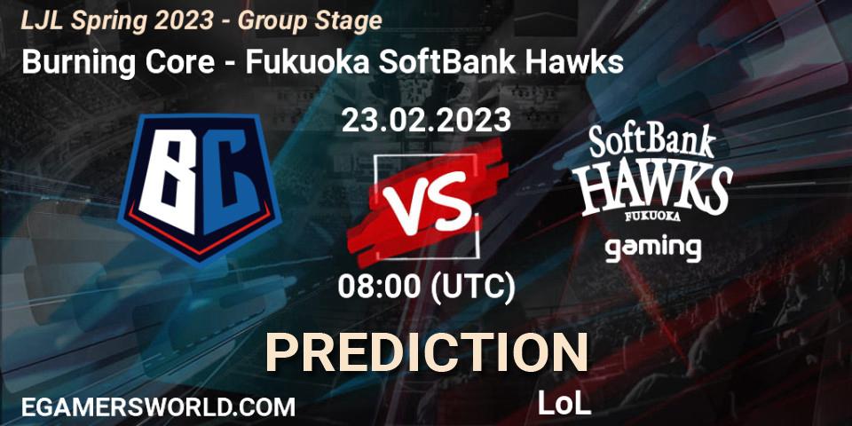 Pronósticos Burning Core - Fukuoka SoftBank Hawks. 23.02.23. LJL Spring 2023 - Group Stage - LoL