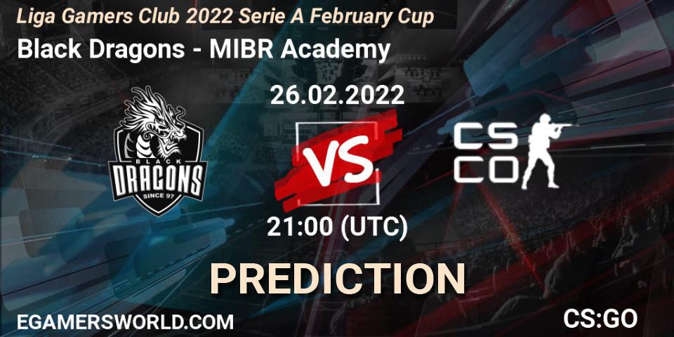 Pronósticos Black Dragons - MIBR Academy. 26.02.2022 at 21:00. Liga Gamers Club 2022 Serie A February Cup - Counter-Strike (CS2)