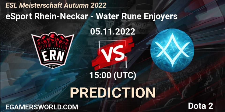 Pronósticos eSport Rhein-Neckar - Water Rune Enjoyers. 05.11.2022 at 14:02. ESL Meisterschaft Autumn 2022 - Dota 2