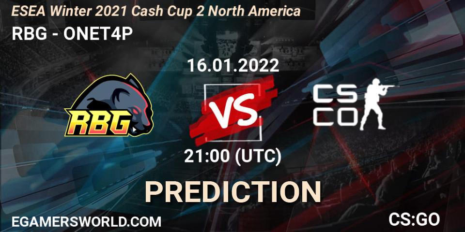 Pronósticos RBG - ONET4P. 16.01.22. ESEA Winter 2021 Cash Cup 2 North America - CS2 (CS:GO)
