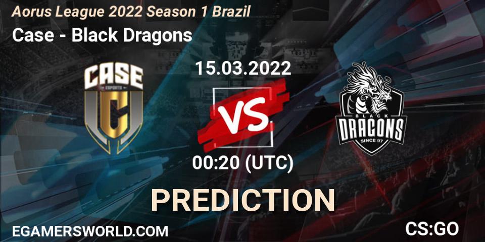 Pronósticos Case - Black Dragons. 15.03.2022 at 00:10. Aorus League 2022 Season 1 Brazil - Counter-Strike (CS2)