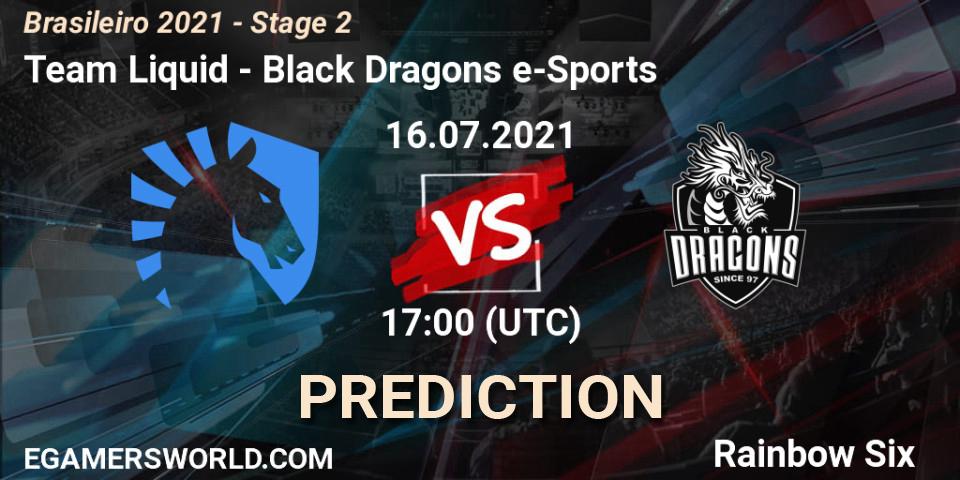 Pronósticos Team Liquid - Black Dragons e-Sports. 16.07.21. Brasileirão 2021 - Stage 2 - Rainbow Six