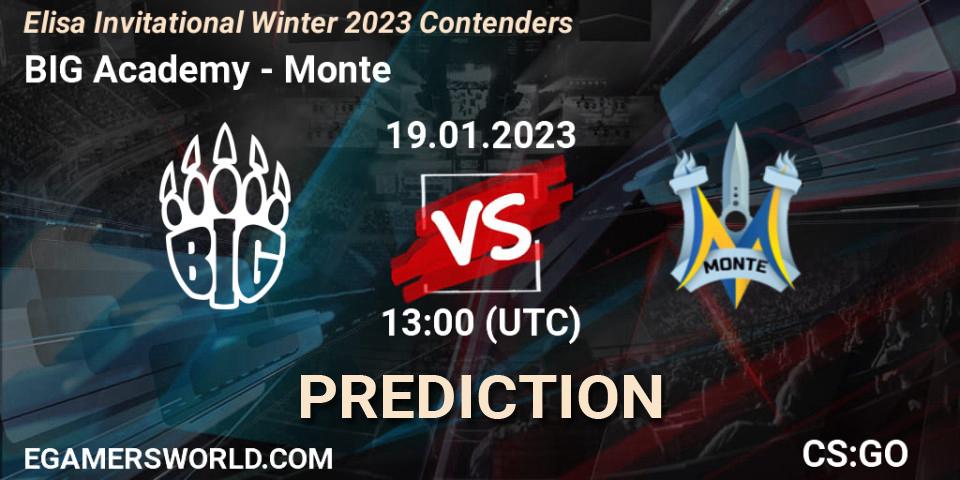 Pronósticos BIG Academy - Monte. 19.01.2023 at 13:25. Elisa Invitational Winter 2023 Contenders - Counter-Strike (CS2)
