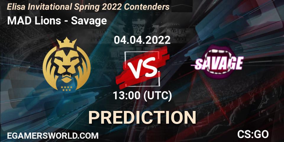 Pronósticos MAD Lions - Savage. 04.04.22. Elisa Invitational Spring 2022 Contenders - CS2 (CS:GO)