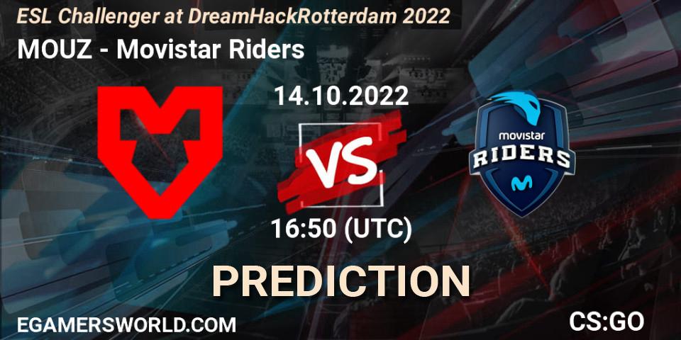 Pronósticos MOUZ - Movistar Riders. 14.10.2022 at 17:55. ESL Challenger at DreamHack Rotterdam 2022 - Counter-Strike (CS2)