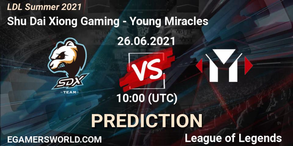 Pronósticos Shu Dai Xiong Gaming - Young Miracles. 26.06.2021 at 11:00. LDL Summer 2021 - LoL