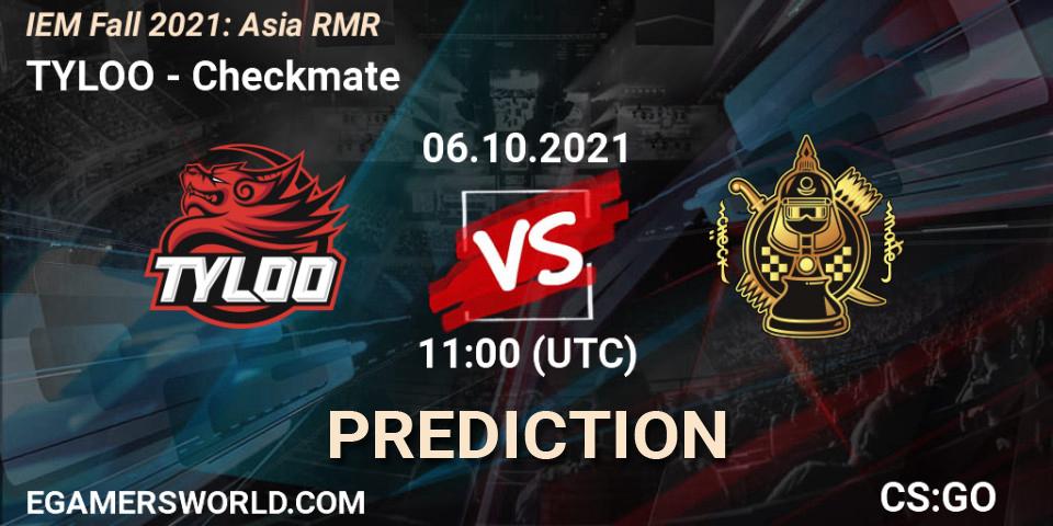 Pronósticos TYLOO - Checkmate. 06.10.2021 at 11:00. IEM Fall 2021: Asia RMR - Counter-Strike (CS2)
