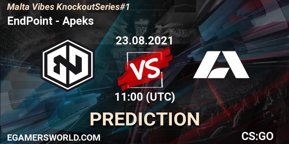 Pronósticos EndPoint - Apeks. 23.08.2021 at 11:00. Malta Vibes Knockout Series #1 - Counter-Strike (CS2)