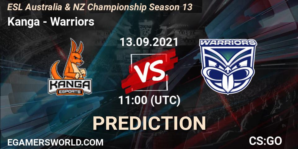 Pronósticos Kanga - Warriors. 13.09.21. ESL Australia & NZ Championship Season 13 - CS2 (CS:GO)