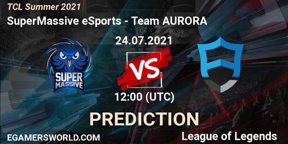 Pronósticos SuperMassive eSports - Team AURORA. 24.07.2021 at 12:00. TCL Summer 2021 - LoL
