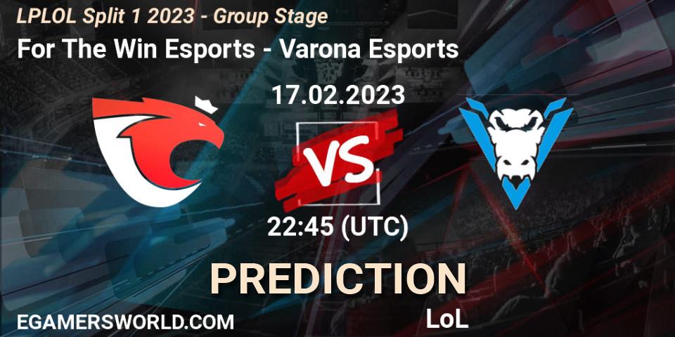 Pronósticos For The Win Esports - Varona Esports. 17.02.2023 at 23:00. LPLOL Split 1 2023 - Group Stage - LoL