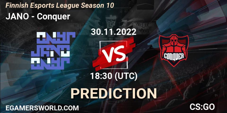 Pronósticos JANO - Conquer. 30.11.22. Finnish Esports League Season 10 - CS2 (CS:GO)