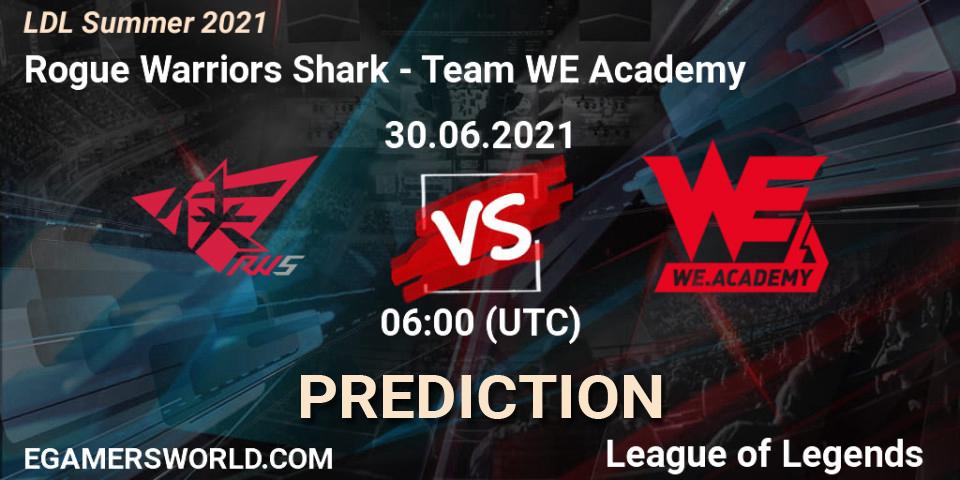 Pronósticos Rogue Warriors Shark - Team WE Academy. 30.06.2021 at 06:00. LDL Summer 2021 - LoL