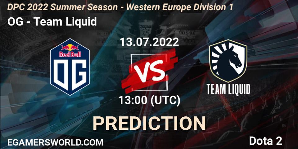 Pronósticos OG - Team Liquid. 13.07.2022 at 12:55. DPC WEU 2021/2022 Tour 3: Division I - Dota 2