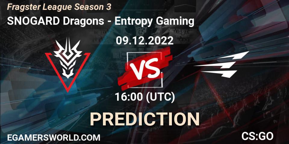Pronósticos SNOGARD Dragons - Entropy Gaming. 09.12.2022 at 16:00. Fragster League Season 3 - Counter-Strike (CS2)