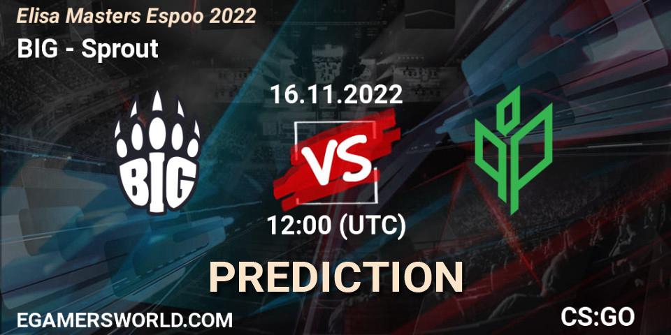 Pronósticos BIG - Sprout. 16.11.2022 at 12:55. Elisa Masters Espoo 2022 - Counter-Strike (CS2)