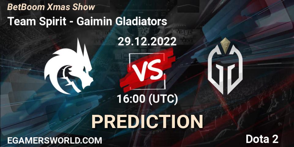 Pronósticos Team Spirit - Gaimin Gladiators. 29.12.2022 at 16:04. BetBoom Xmas Show - Dota 2
