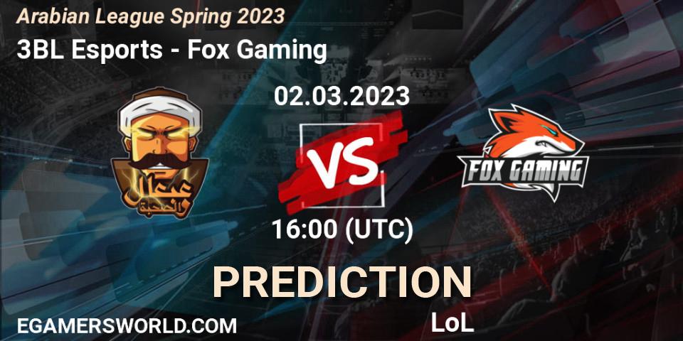 Pronósticos 3BL Esports - Fox Gaming. 09.02.23. Arabian League Spring 2023 - LoL