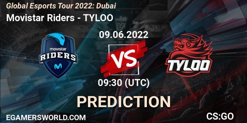 Pronósticos Movistar Riders - TYLOO. 09.06.2022 at 10:10. Global Esports Tour 2022: Dubai - Counter-Strike (CS2)