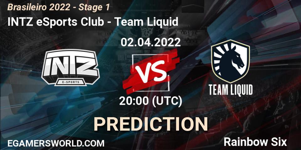 Pronósticos INTZ eSports Club - Team Liquid. 02.04.2022 at 20:00. Brasileirão 2022 - Stage 1 - Rainbow Six