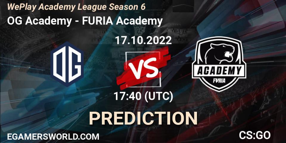 Pronósticos OG Academy - FURIA Academy. 17.10.2022 at 16:50. WePlay Academy League Season 6 - Counter-Strike (CS2)