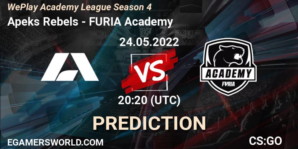 Pronósticos Apeks Rebels - FURIA Academy. 24.05.2022 at 19:20. WePlay Academy League Season 4 - Counter-Strike (CS2)