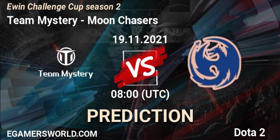 Pronósticos Team Mystery - Moon Chasers. 19.11.2021 at 08:43. Ewin Challenge Cup season 2 - Dota 2