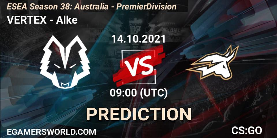 Pronósticos VERTEX - Alke. 14.10.2021 at 09:00. ESEA Season 38: Australia - Premier Division - Counter-Strike (CS2)