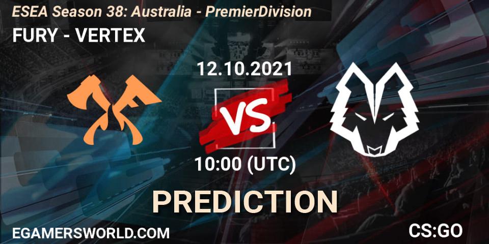 Pronósticos FURY - VERTEX. 12.10.21. ESEA Season 38: Australia - Premier Division - CS2 (CS:GO)